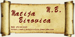 Matija Birovica vizit kartica
